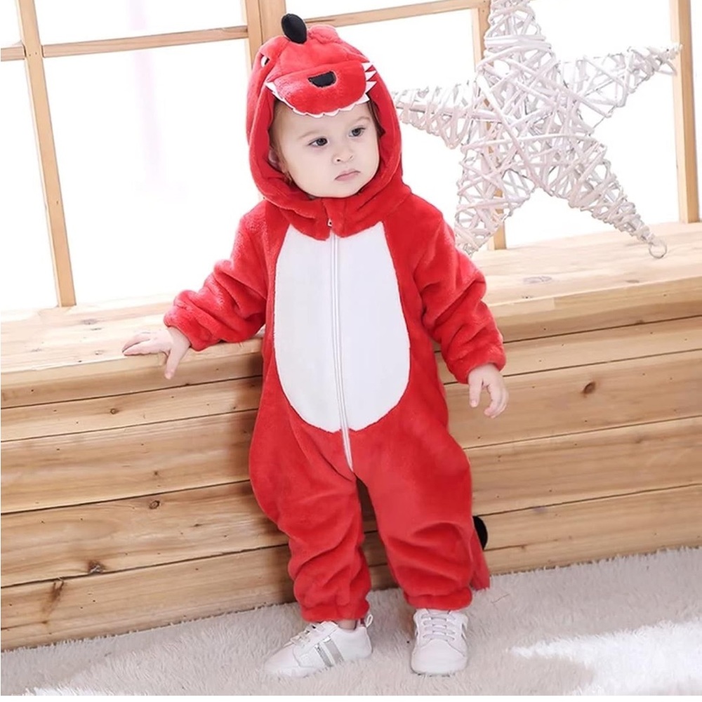Red dinosaur costume for toddlers